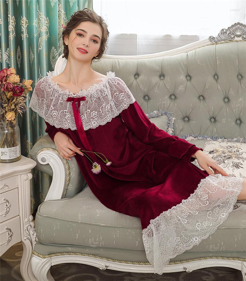 Women' Sleepwear 2023 Autumn Women Sexy Velvet Nightgowns Female Winter Fleece Lace Sweet Princess Nightdress Elegant Loose Home Dress, Navy
Women' Sleepwear 2023 Autumn Women Sexy Velvet Nightgowns Female Winter Fleece Lace Sweet Princess Nightdress Elegant Loose Home Dress, Navy