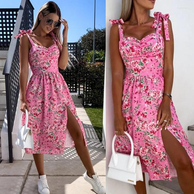 Casual Dresses Summer Spaghetti Strap Dress Sexy Floral Print Sleeveless Sling Boho Slash Neck Slit Beach Party Women Sundress Robe, Rose
Casual Dresses Summer Spaghetti Strap Dress Sexy Floral Print Sleeveless Sling Boho Slash Neck Slit Beach Party Women Sundress Robe, Rose