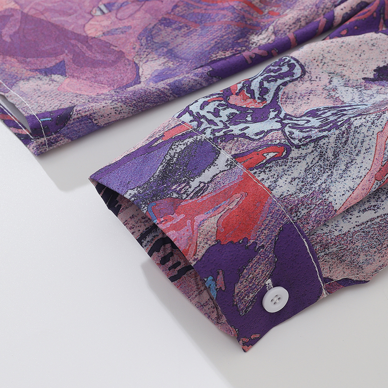 Men s Dress Shirts Oversized Fresh Flower Graphic Pirnt Hip Hop Long Sleeve Tops Summer Fashion Harajuku Couple Blouse Streetwear 230629