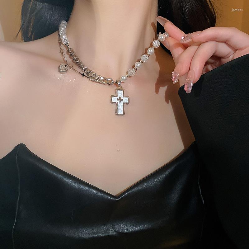 Chains Neo-Gothic Creative Pearl Cross Pendant Necklace Exquisite White Crystal For Girls Party Wedding Fashion Jewelry
Chains Neo-Gothic Creative Pearl Cross Pendant Necklace Exquisite White Crystal For Girls Party Wedding Fashion Jewelry
