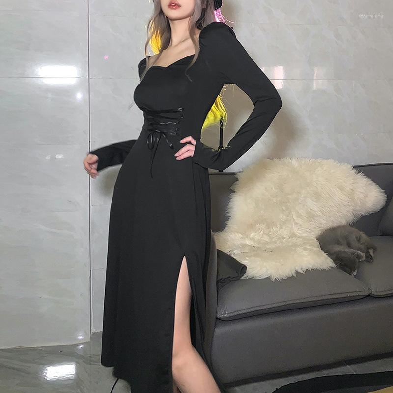 Casual Dresses Women' Fashion 2023 Autumn And Winter Solid Color Square Collar Long-sleeved Lace-up Waist Show Body Temperament Dress Women, Black
Casual Dresses Women' Fashion 2023 Autumn And Winter Solid Color Square Collar Long-sleeved Lace-up Waist Show Body Temperament Dress Women, Black
