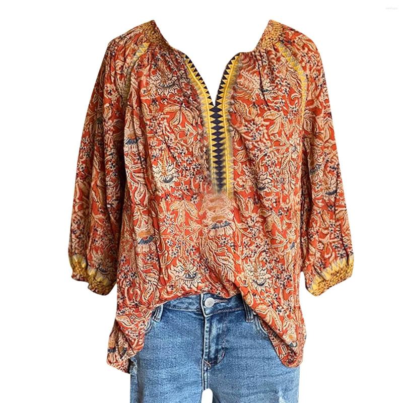 Women's T Shirts Ethnic Style Retro Print T-Shirt Women Top V-Neck Female Temperament Long Sleeve Pullover Camiseta Manga Larga Mujer, Orange
Women's T Shirts Ethnic Style Retro Print T-Shirt Women Top V-Neck Female Temperament Long Sleeve Pullover Camiseta Manga Larga Mujer, Orange