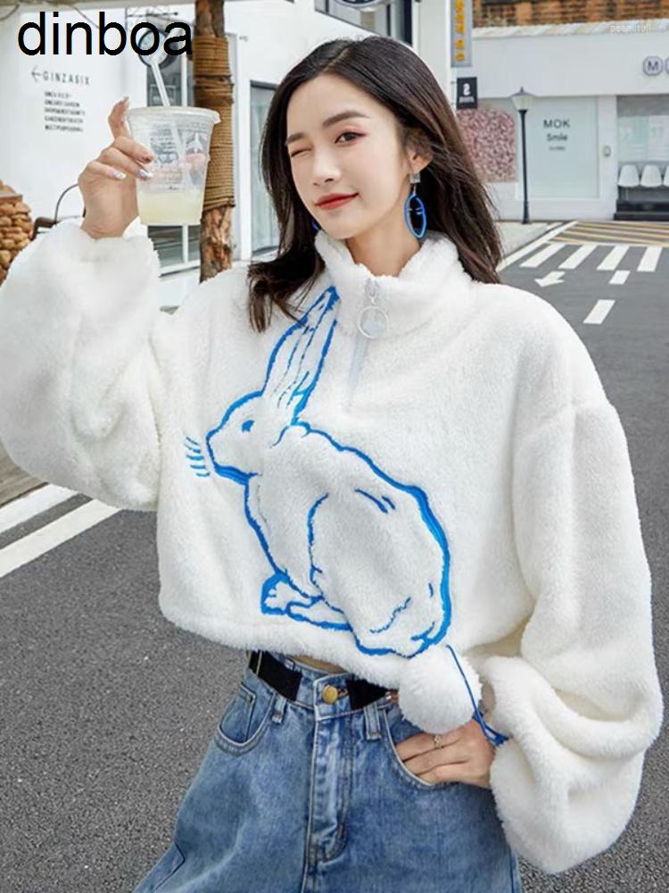 Women's Hoodies Dinboa-lamb Wool Y2k Kawaii Cartoon Print Short Pullover Women Loose Sweet Girly Style Sweatshirts Stand Up, White
Women's Hoodies Dinboa-lamb Wool Y2k Kawaii Cartoon Print Short Pullover Women Loose Sweet Girly Style Sweatshirts Stand Up, White