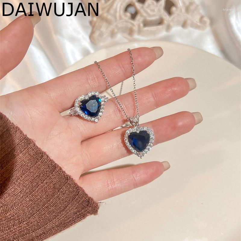 Pendant Necklaces Love Crystal Necklace And Rings Set Romantic Heart Imitation Sapphire For Women Wedding Party Gift
Pendant Necklaces Love Crystal Necklace And Rings Set Romantic Heart Imitation Sapphire For Women Wedding Party Gift