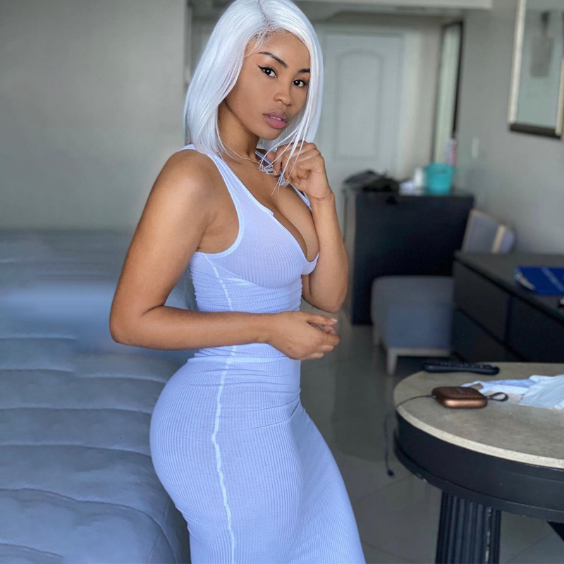 Basic Casual Dresses Birthday Ribbed Bodycon Dress V Neck Skinny Tank Long Women Solid Fashion Outfits Sexy Club Party Maxi 230629