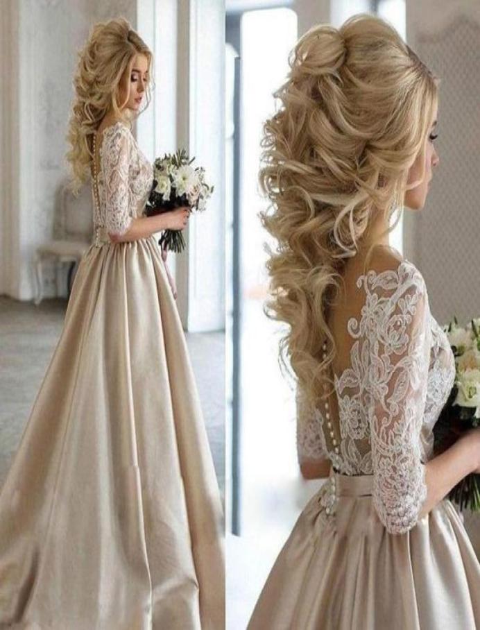 Champagne Satin White Lace Plunging Vneck Wedding Dresses Empire Waist 2022 Half Long Sleeves Ruched Vestidos De Novia Wedding Go8720192, Gold
Champagne Satin White Lace Plunging Vneck Wedding Dresses Empire Waist 2022 Half Long Sleeves Ruched Vestidos De Novia Wedding Go8720192, Gold