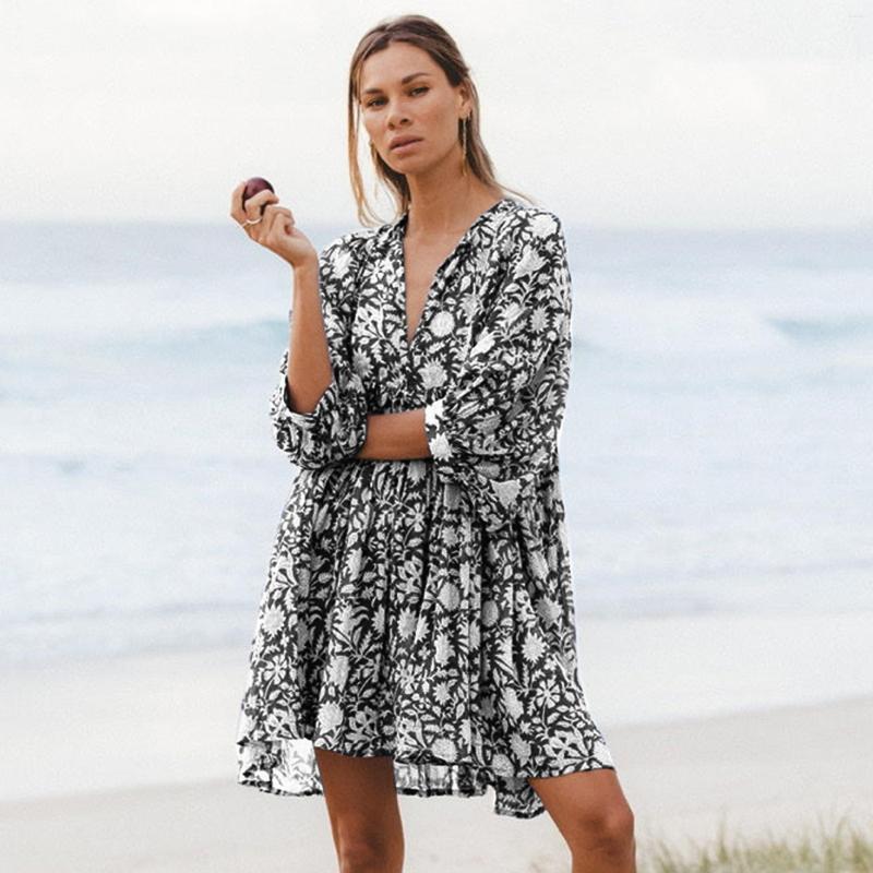 Casual Dresses Women Summer Fashion V-neck Lace Up Plant Flowers Fold Elegant Temperament Loose Comfortable Dress Short Dresss, Black
Casual Dresses Women Summer Fashion V-neck Lace Up Plant Flowers Fold Elegant Temperament Loose Comfortable Dress Short Dresss, Black