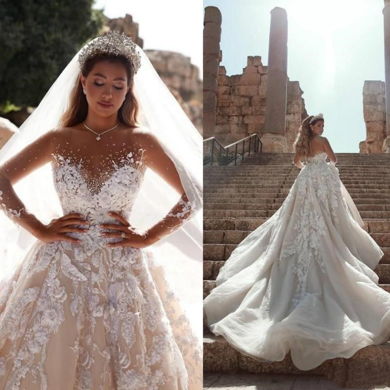 2023 Arabic Crystal Beaded A-line 3D Lace Flowers Wedding Dresses Luxury Long Sleeves Saudi Arabia Dubai Plus Size Bridal Gown, Ivory
2023 Arabic Crystal Beaded A-line 3D Lace Flowers Wedding Dresses Luxury Long Sleeves Saudi Arabia Dubai Plus Size Bridal Gown, Ivory