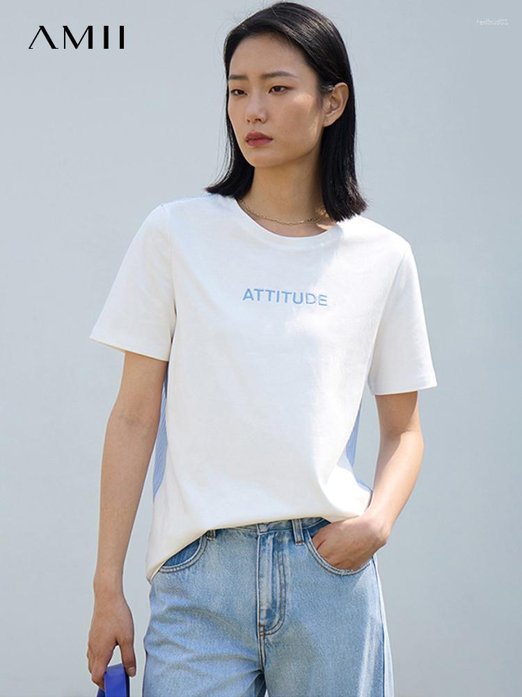 Women' T Shirts AMII Minimalism Shirt For Women 2023 Summer O Neck Stripe Letter Embroidery Short Sleeves Patchwork Female Tees 12342336, White
Women' T Shirts AMII Minimalism Shirt For Women 2023 Summer O Neck Stripe Letter Embroidery Short Sleeves Patchwork Female Tees 12342336, White