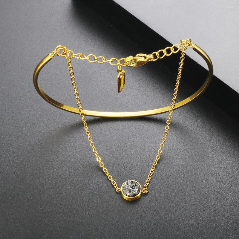 Charm Bracelets 2023 Natural Crystal Synthetic Lava Gray Double Layer Stainless Steel Bracelet For Women Adjustable Size Chain Jewelry
Charm Bracelets 2023 Natural Crystal Synthetic Lava Gray Double Layer Stainless Steel Bracelet For Women Adjustable Size Chain Jewelry
