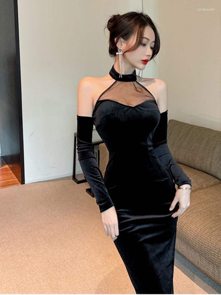 Casual Dresses Women Elegant Black Velvet Long Dress Spring Korean Vintage Sexy Evening Party Ladies Chic Clothes
Casual Dresses Women Elegant Black Velvet Long Dress Spring Korean Vintage Sexy Evening Party Ladies Chic Clothes