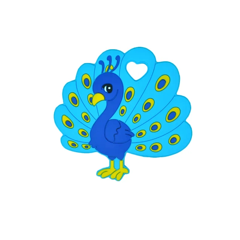 Baby Teethers Colorful Cute Peacock Shape Teething Toys BPA Free Food Grade Chewable Toy Pendants for Newborn Infant Shower Gifts