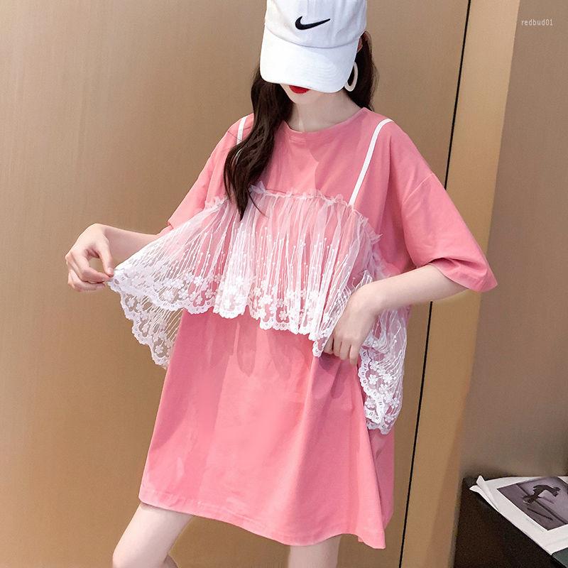 Women's T Shirts DAYIFUN Cotton T-shirts Summer Lace Splice Fake Two Pieces Medium Length T-shirt Women Half Sleeve Fashion Tops Clothes, Black
Women's T Shirts DAYIFUN Cotton T-shirts Summer Lace Splice Fake Two Pieces Medium Length T-shirt Women Half Sleeve Fashion Tops Clothes, Black