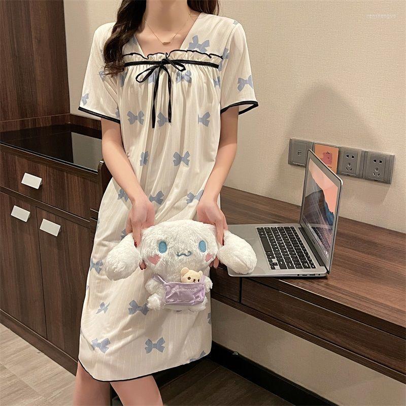 Women's Sleepwear Sleepshirt Cute Bow Nightdress Summer One-piece Thin Short Large Size 5XL Loose For Fat Pajamas Nightgowns Sleeping, 6815
Women's Sleepwear Sleepshirt Cute Bow Nightdress Summer One-piece Thin Short Large Size 5XL Loose For Fat Pajamas Nightgowns Sleeping, 6815