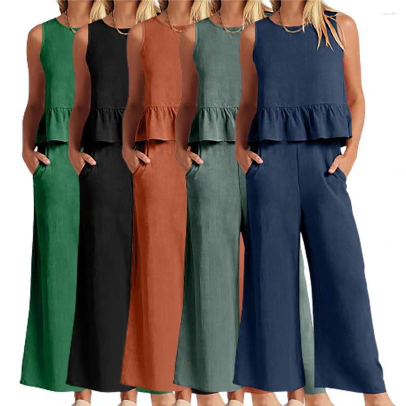 Women's Two Piece Pants Summer Sleeveless Ruffles Crop Top Loose Wide Leg Suit For Women Clothes Chiffon Set Vacation Club Outfit, Black
Women's Two Piece Pants Summer Sleeveless Ruffles Crop Top Loose Wide Leg Suit For Women Clothes Chiffon Set Vacation Club Outfit, Black