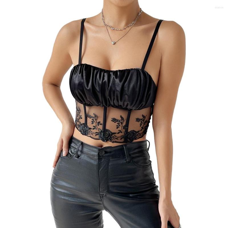 Women' Tanks Sexy Lace Rose Embroidery Mesh Patchwork Camisole Adjustable Spaghetti Strap Backless Casual Bottoming Cropped Top, Black
Women' Tanks Sexy Lace Rose Embroidery Mesh Patchwork Camisole Adjustable Spaghetti Strap Backless Casual Bottoming Cropped Top, Black