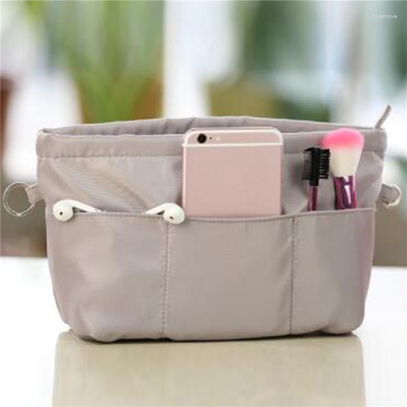 Cosmetic Bags Women Solid Color Drawstring Handbag Purse Insert Organizer Nylon Bag Portable Finishing