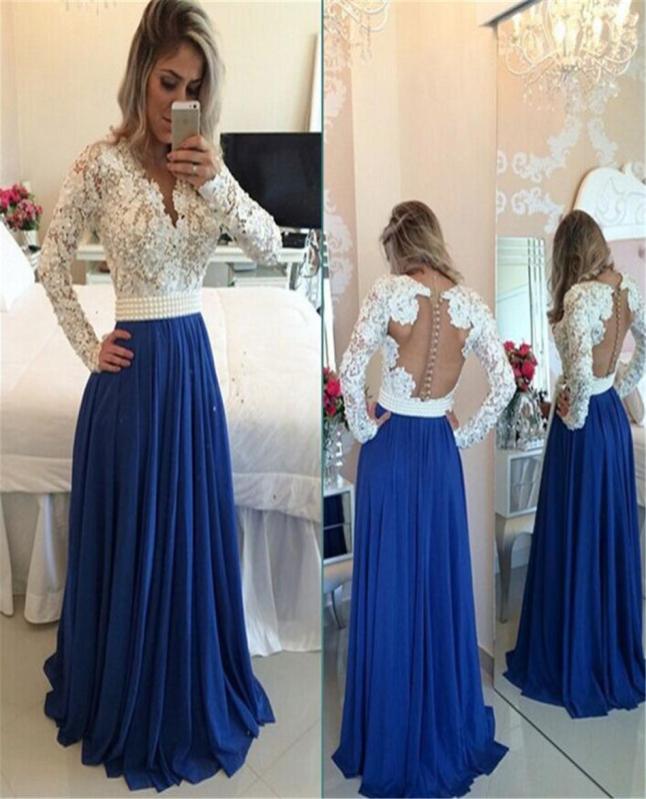 Glamorous Long Sleeve Chiffon Prom Dress With Pearls And Lace Appliques White and Blue Evening Dress formal women dress1393044, Fuchsia
Glamorous Long Sleeve Chiffon Prom Dress With Pearls And Lace Appliques White and Blue Evening Dress formal women dress1393044, Fuchsia