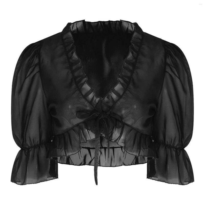 Women's Blouses Summer Women Chiffon Shrug Cropped Top Shirts Casual Half Sleeve Lace-up Blouse Cardigan Sheer Mesh Bolero Cove Ups For, Black
Women's Blouses Summer Women Chiffon Shrug Cropped Top Shirts Casual Half Sleeve Lace-up Blouse Cardigan Sheer Mesh Bolero Cove Ups For, Black