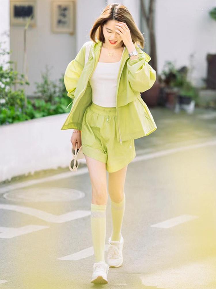 Women' Tracksuits Mustard Green Tracksuit Female Summer 2023 Korean Fashion Casual Sunscreen Thin Coat Shorts Two Piece Set Women Outfit, Green suit
Women' Tracksuits Mustard Green Tracksuit Female Summer 2023 Korean Fashion Casual Sunscreen Thin Coat Shorts Two Piece Set Women Outfit, Green suit