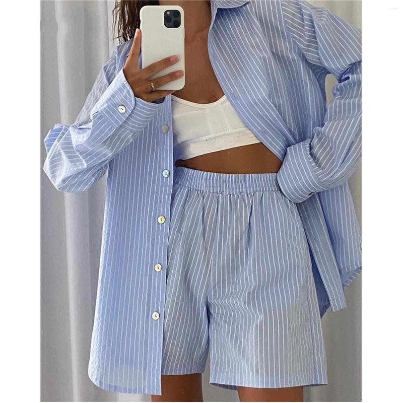 Women' Shorts Two Pcs 2023 Autumn Korean Chic Female Loose Striped Shirt Tops Suits Ourfit Casual Lapel Women Cotton Blouse Shirts Short
Women' Shorts Two Pcs 2023 Autumn Korean Chic Female Loose Striped Shirt Tops Suits Ourfit Casual Lapel Women Cotton Blouse Shirts Short
