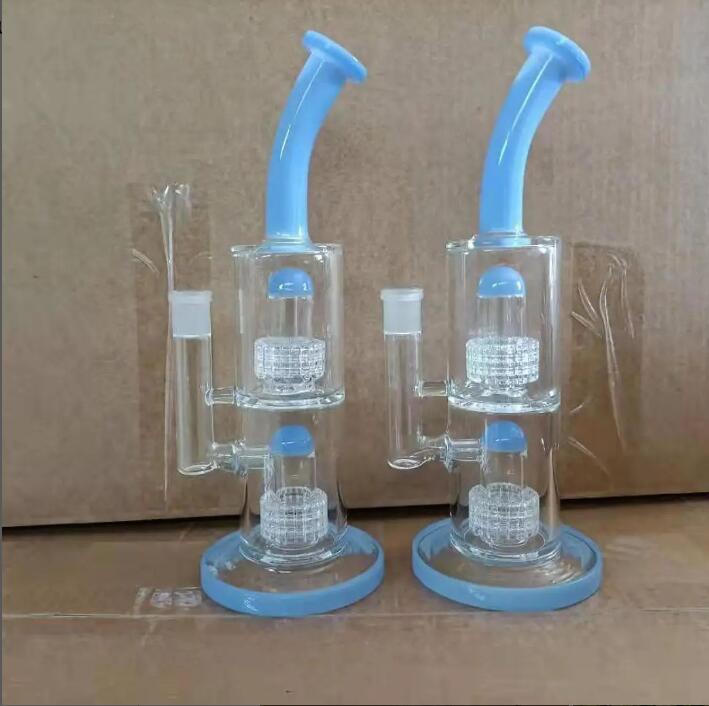 

Blue Stereo Matrix Perc Hookah Bongs Thick Glass Water Pipes Double Chamber Dab Rig Bubblers Arm Tree Percolator Smoking Shisha Accessory with 14mm Banger