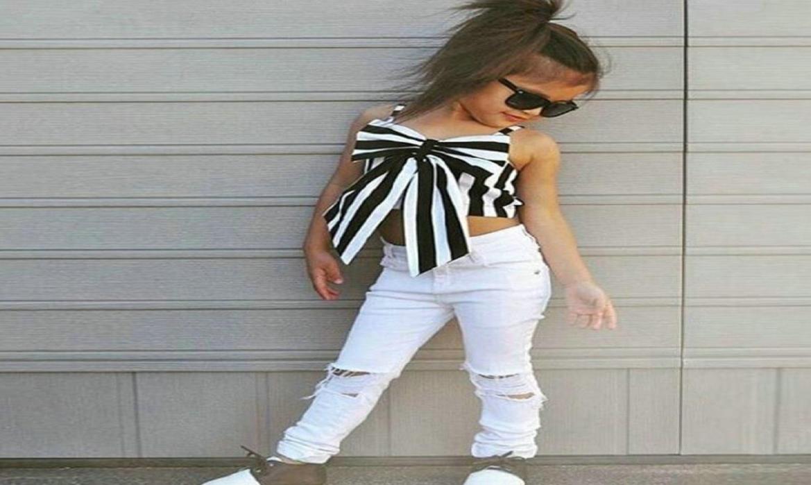 Fashion Girls Suit stripe Tops pants 2 Pieces The Strapless Set Kids Bowknot Hole white Jeans girls clothing set8384789, Red
Fashion Girls Suit stripe Tops pants 2 Pieces The Strapless Set Kids Bowknot Hole white Jeans girls clothing set8384789, Red