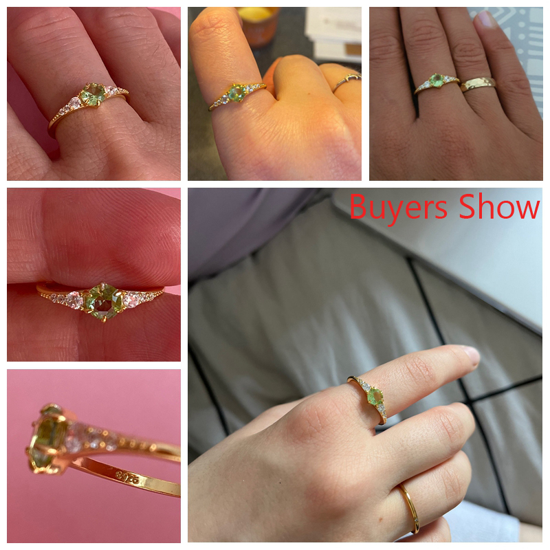 Wedding Rings Aide 925 Sterling Silver Fresh Mint Green Zircon For Women Minimalist Crystal Thin Slim Stackable Finger Jewelry 230714