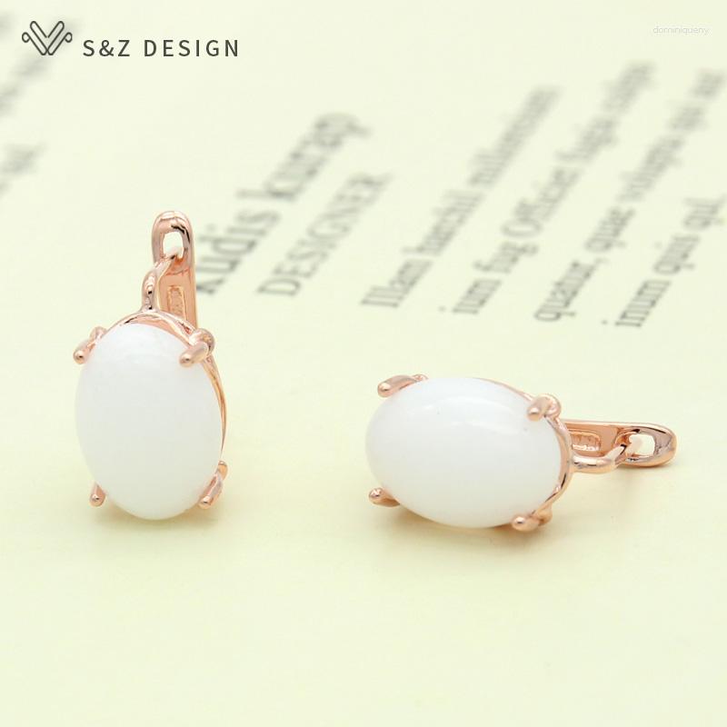 Dangle Earrings S&Z DESIGN Elegant Oval Egg Shape Natural Stone 585 Rose Gold Color For Women Girls Fashion Wedding Jewelry
Dangle Earrings S&Z DESIGN Elegant Oval Egg Shape Natural Stone 585 Rose Gold Color For Women Girls Fashion Wedding Jewelry