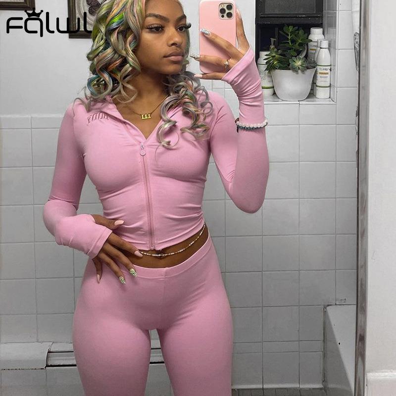 Women s Tracksuits FQLWL Womens Two 2 Piece Sets Sweatsuits Pink Winter Tracksuit For Women Outfits Long Sleeve Top Pants Suits Black Matching 230629