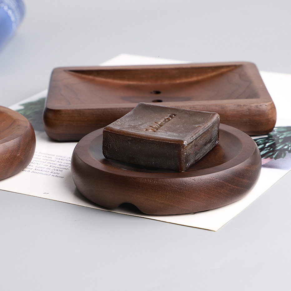 Soap Dishes Bathroom Soap Box Walnut Wooden Log Soap Holder Handmade Soap Dish Mildew Drain Soap Tray Bath Shower Soap Organizer 230629