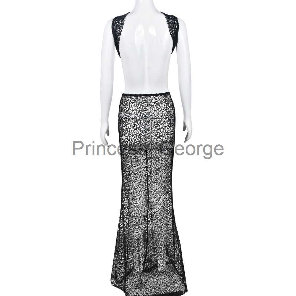 Party Dresses Sexy Backless Cut Out Maxi Dress Women Fishnet Holes See Through Party Vestidos 2023 Summer Black Gothic Fairy Grunge Clothes L260121