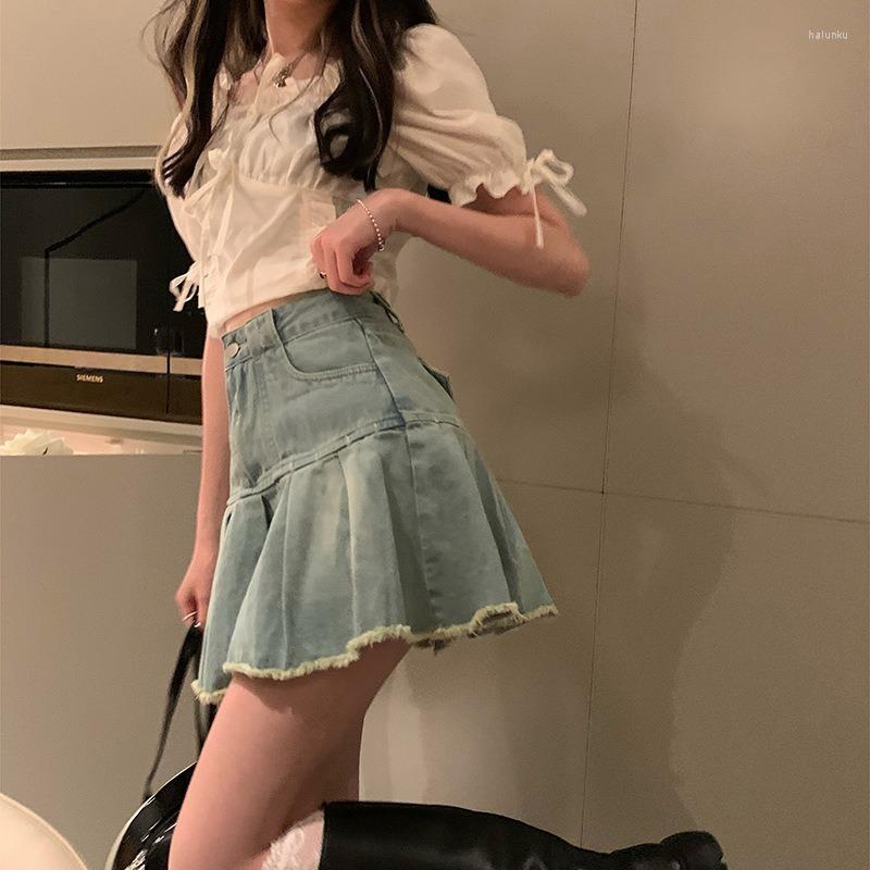 Skirts Skirt Woman Fashion 2023 Mid-length Denim Short Pleated Anti-glare Spring And Summer A-line, Blue
Skirts Skirt Woman Fashion 2023 Mid-length Denim Short Pleated Anti-glare Spring And Summer A-line, Blue