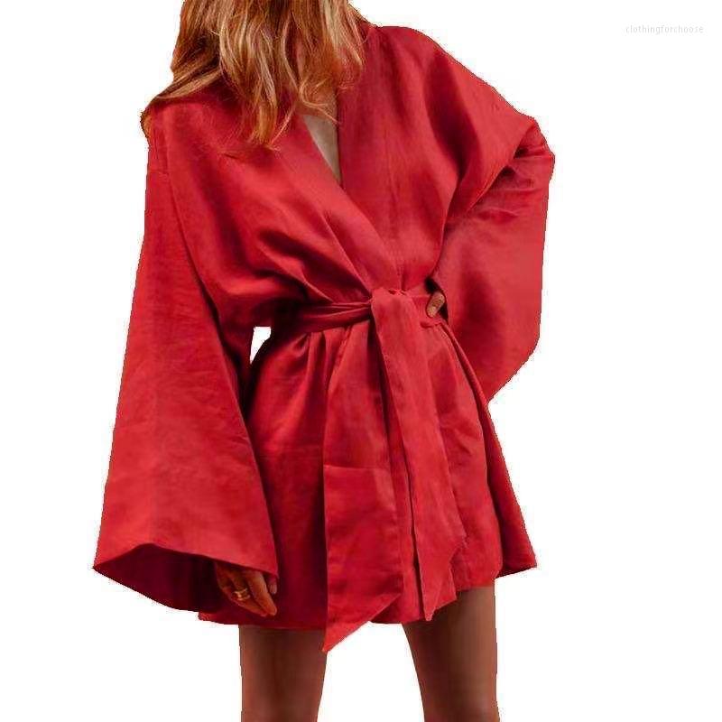 Casual Dresses Women' V-Neck Kimono Cardigan Mini Dress Cotton Linen Long Sleeve Sashes Robe Style Lace Up Summer Loose Vestidos
Casual Dresses Women' V-Neck Kimono Cardigan Mini Dress Cotton Linen Long Sleeve Sashes Robe Style Lace Up Summer Loose Vestidos