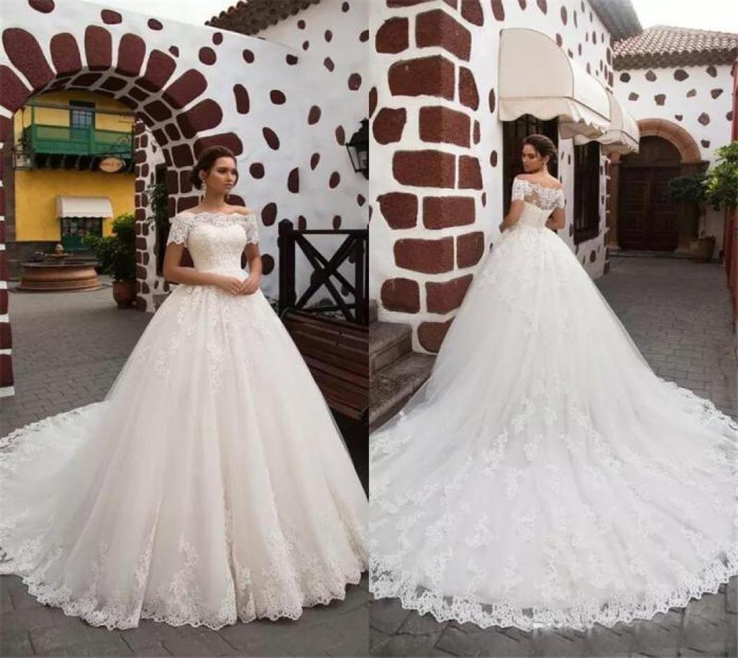 Romantic Princess Short Sleeves Bride Gown Glamorous Lace Appliques Chapel Train ALine Wedding Dresses Robe De Mariage1537518, Custom made from color chart
Romantic Princess Short Sleeves Bride Gown Glamorous Lace Appliques Chapel Train ALine Wedding Dresses Robe De Mariage1537518, Custom made from color chart