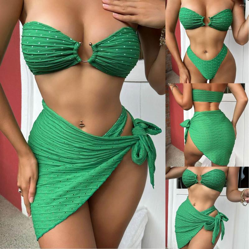 Women' Swimwear Sexy Bikini 2023 Three Pieces Solid Swimsuit With Beach Skirt Women Brazilian Bathing Suit Beachwear L5, Green
Women' Swimwear Sexy Bikini 2023 Three Pieces Solid Swimsuit With Beach Skirt Women Brazilian Bathing Suit Beachwear L5, Green