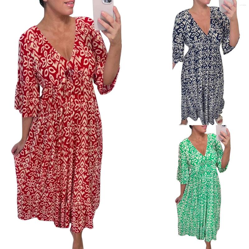 Casual Dresses Ladies Dress Bohemian Print V Neck High Waist Maxi, Red
Casual Dresses Ladies Dress Bohemian Print V Neck High Waist Maxi, Red
