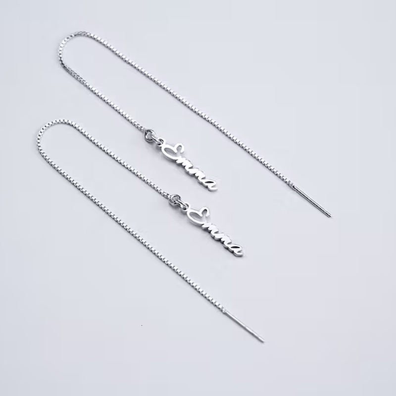 Dangle Chandelier Personalised Chains Tassel Earrings for Women a pair Custom Name Pandent Linear Threader Girls Stainless Steel Jewelry 230629