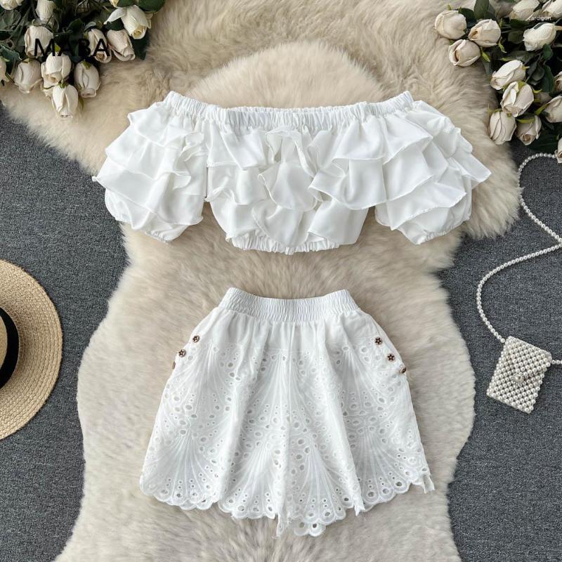 Women's Tracksuits Summer Women Fashion Designer Shorts Two Piece Set Ladies Slash Neck Ruffled Short Sleeve Top Elastic Waist Hollow Out, Black
Women's Tracksuits Summer Women Fashion Designer Shorts Two Piece Set Ladies Slash Neck Ruffled Short Sleeve Top Elastic Waist Hollow Out, Black