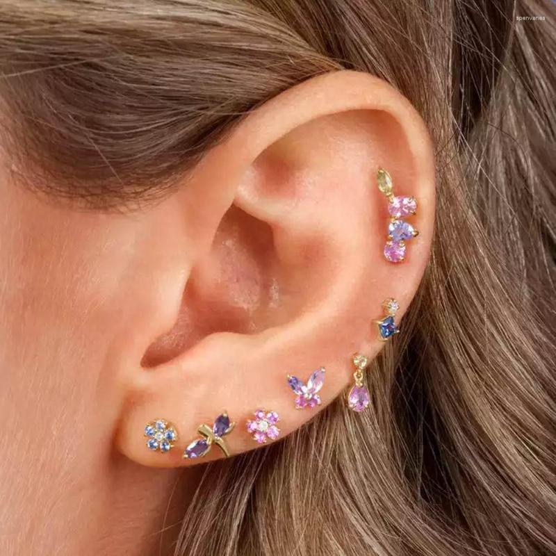 Stud Earrings 925 Sterling Silver Gold Plating Micro Pave Colorful Cz For Women Female Piercing Romantic Jewelry Pendientes
Stud Earrings 925 Sterling Silver Gold Plating Micro Pave Colorful Cz For Women Female Piercing Romantic Jewelry Pendientes