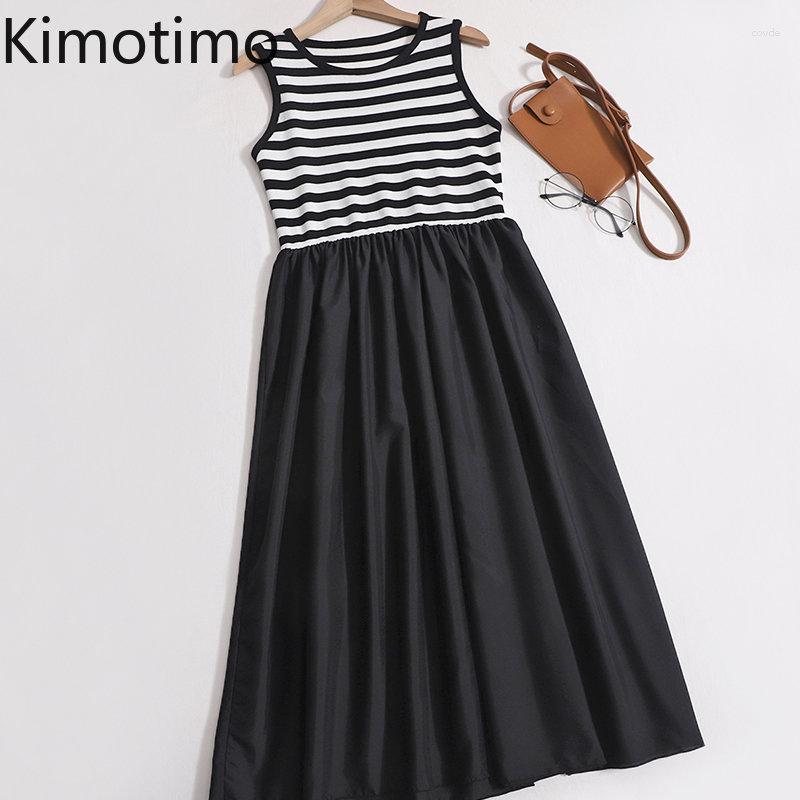 Casual Dresses Kimotimo Contrast Striped Patchwork Dress Women Summer Sleeveless O-neck Long French Temperament Thin Simple Robe, Black
Casual Dresses Kimotimo Contrast Striped Patchwork Dress Women Summer Sleeveless O-neck Long French Temperament Thin Simple Robe, Black