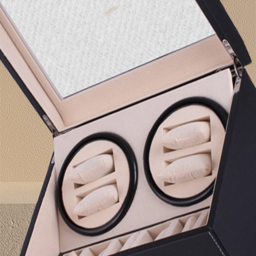 Automatic Mechanical Watch Winders Black PU Leather Storage Box Collection Watch Display Jewelry US plug Winder Box