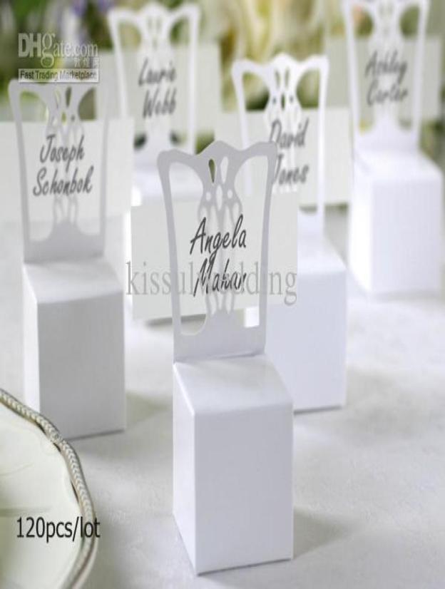 120Pcslot Simple White wedding gift box of white chair candy boxes with name cards for Party favors decorations3418004
120Pcslot Simple White wedding gift box of white chair candy boxes with name cards for Party favors decorations3418004