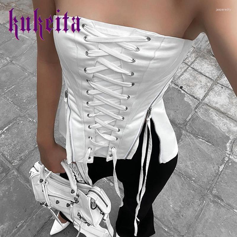 Women' Tanks Y2K Streetwear Strapless Women Lace-up Zipper Corset Tube Tops Sexy Backless Bodycone Crop Top Camisole Korean Chic Mini Vests, White
Women' Tanks Y2K Streetwear Strapless Women Lace-up Zipper Corset Tube Tops Sexy Backless Bodycone Crop Top Camisole Korean Chic Mini Vests, White