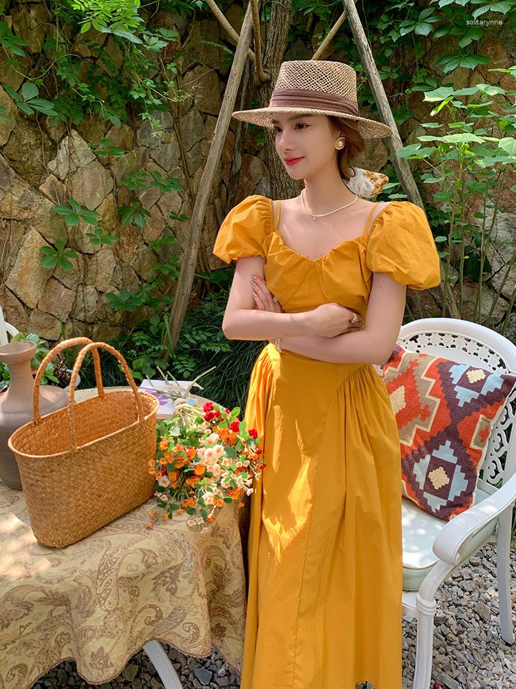Casual Dresses French First Love Sweet Shirt Skirt With Waist Wrapped And Thin Square Neck Bubble Sleeves Yellow Dress, Orange
Casual Dresses French First Love Sweet Shirt Skirt With Waist Wrapped And Thin Square Neck Bubble Sleeves Yellow Dress, Orange