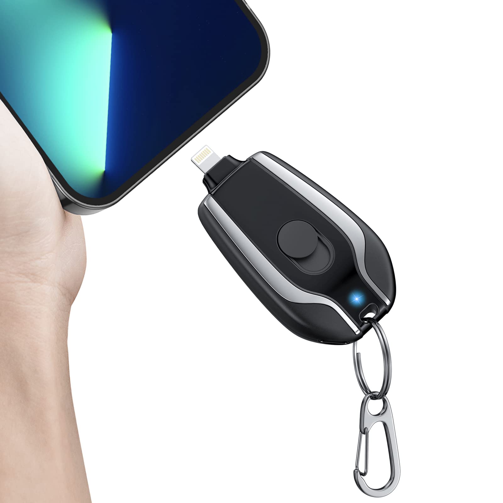 Keychain Portable Charger for iPhone, 1500mAh Mini Power Emergency Pod, Ultra-Compact External Fast Charging Power Bank Battery Pack, Key Ring Cell Phone Charger
Keychain Portable Charger for iPhone, 1500mAh Mini Power Emergency Pod, Ultra-Compact External Fast Charging Power Bank Battery Pack, Key Ring Cell Phone Charger