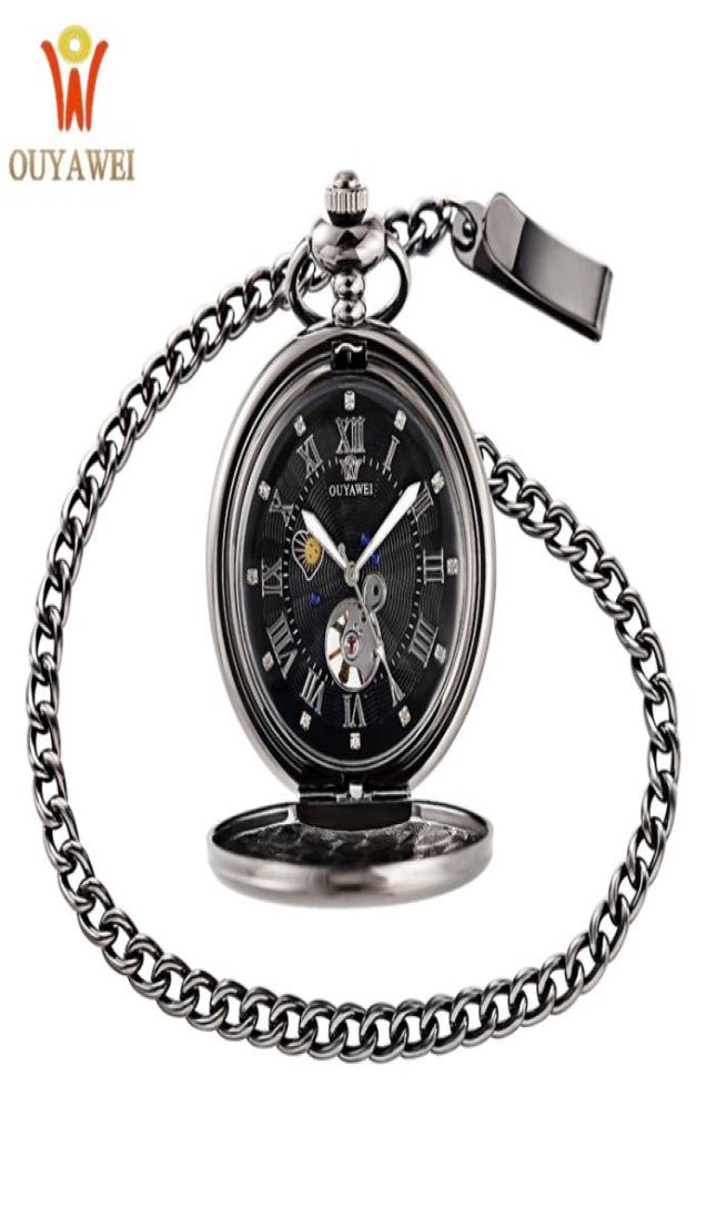 OUYAWEI Vintage Pocket Watch Black Case Hollow Dial Moon Phase Function Hand Wind Mechanical Fob Watch T2005023771562, Silver
OUYAWEI Vintage Pocket Watch Black Case Hollow Dial Moon Phase Function Hand Wind Mechanical Fob Watch T2005023771562, Silver