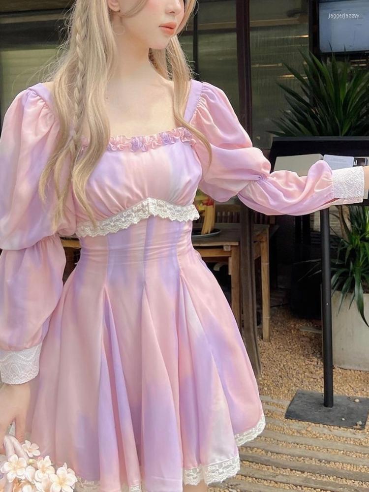 Casual Dresses Puff Sleeve Kawaii Fairy Dress Women Purple Tie Dye Korean Style 2023 Summer Lace Chiffon France Elegant Party Mini, Picture shown
Casual Dresses Puff Sleeve Kawaii Fairy Dress Women Purple Tie Dye Korean Style 2023 Summer Lace Chiffon France Elegant Party Mini, Picture shown