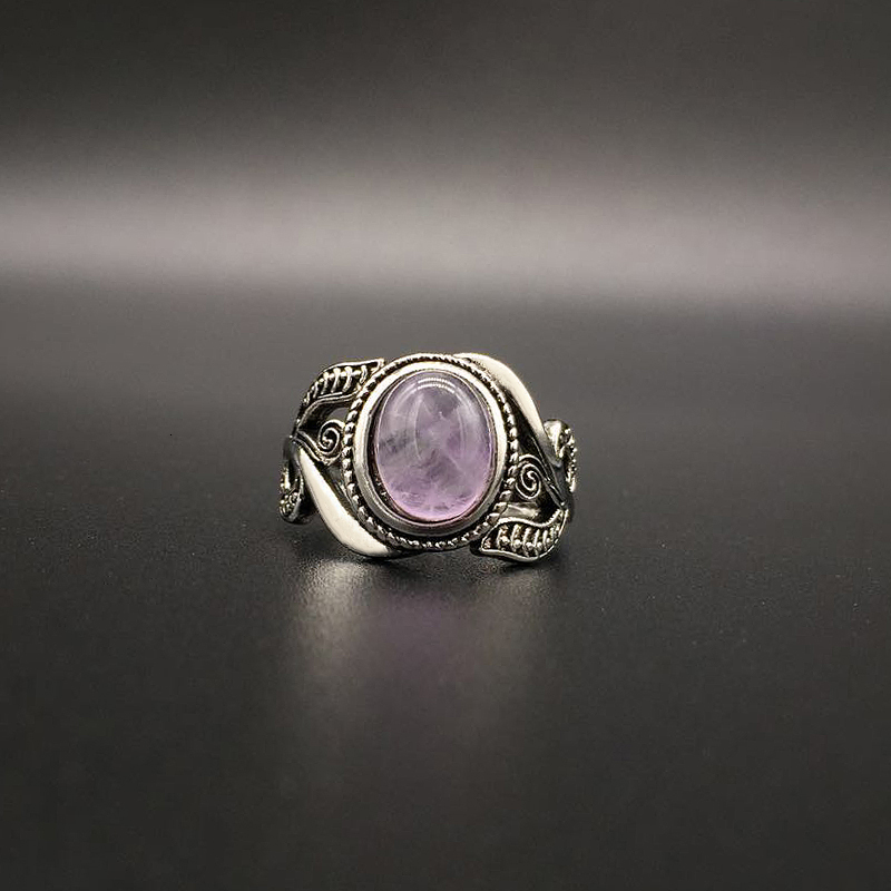With Side Stones HuiSept Vintage 925 Silver Ring Amethyst Gemstone Flower Shaped Fashion Jewellery Rings for Female Wedding Party Gift Wholesale 23062