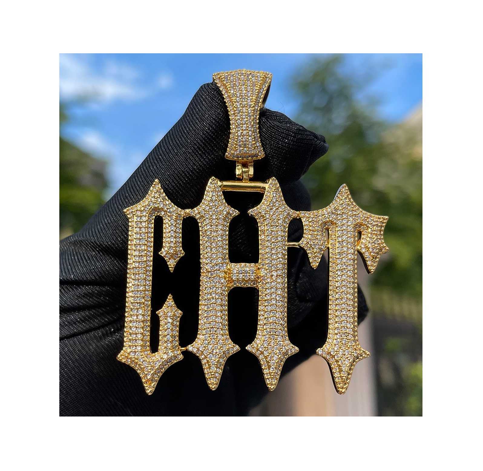 Custom Made Personalised Diamond Jewellery Designs 14k/18k Real Gold High Quality Pendant Necklaces for Womans